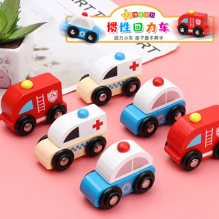 兒童木製玩具寶寶早敎滑行車消防車警車救護車幼兒園桌麵玩具新款--**