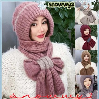 SNOWWY2圍巾帽,秋冬奢侈品牌設計針織圍巾帽子,時尚耳朵保護婦女保暖披肩