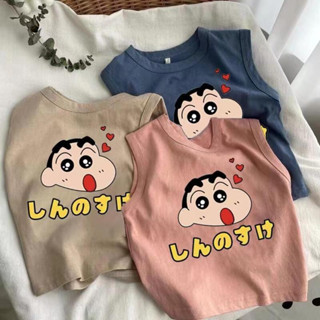 【MAMA】現貨 80-150 純棉兒童無袖背心 A類背心 男童無袖 蠟筆小新背心 男童T恤上衣