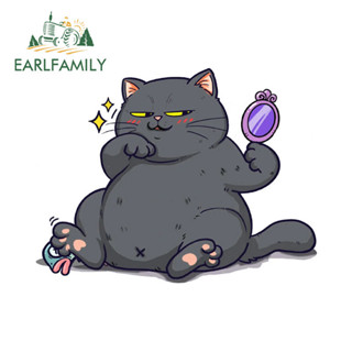 EARLFAMILY 13cm 適用於幸運貓可愛卡哇伊鏡子搞笑卡通藝術汽車貼紙空調保險槓工具箱遮擋劃痕防水 JDM 貼花