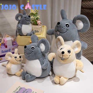 Jojo CASTLE 栩栩如生的老鼠軟毛絨玩具可愛灰色老鼠 16/27/37cm 全毛絨動物米色老鼠枕頭趣味玩具房間裝