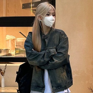 韓係複古水洗牛仔外套女裝秋冬季新款寬鬆設計小眾高級感夾剋上衣