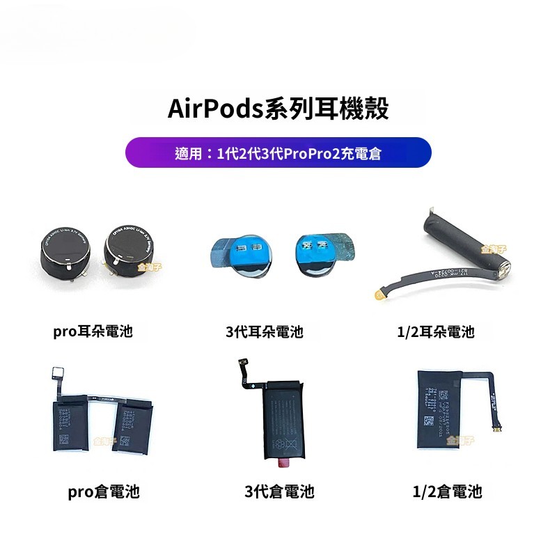 AirPods 耳機電池 適用蘋果 airpods pro 藍牙耳機電池 維修1代2代3代倉盒電池更換