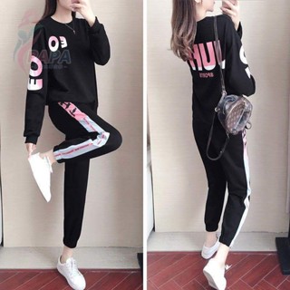 早秋運動套裝女2025春秋新款時尚大碼寬鬆韓版休閒長袖衛衣兩件套 大碼運動套裝 顯瘦長袖套裝 秋季休閒套裝【PAPA】
