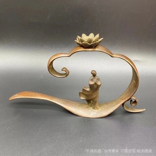 ✨可開發票#古玩老銅器禪意蓮花倒流香架傢用檀香爐書房玄關茶道創意香薰爐