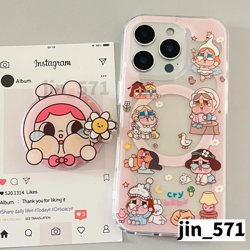 花花哭泣女孩 iPhone16ProMax 支架磁吸手機殼 i15/i14 蘋果i13 12 11Pro XS 保護殼