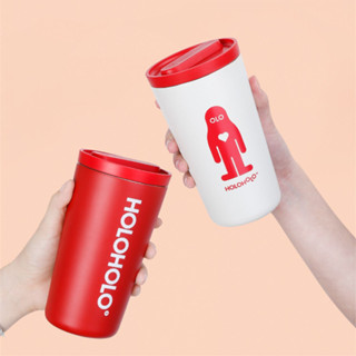 【LUCKY】HOLOHOLO 陶瓷塗層保溫杯 隨行咖啡杯 316不鏽鋼 陶瓷內膽保冷杯 密封防漏 390ML