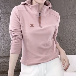 德絨 長袖 刺繡 連帽 衛衣 女 2023 冬季 新款 保暖 設計感 拉鏈 時尚休閒 上衣