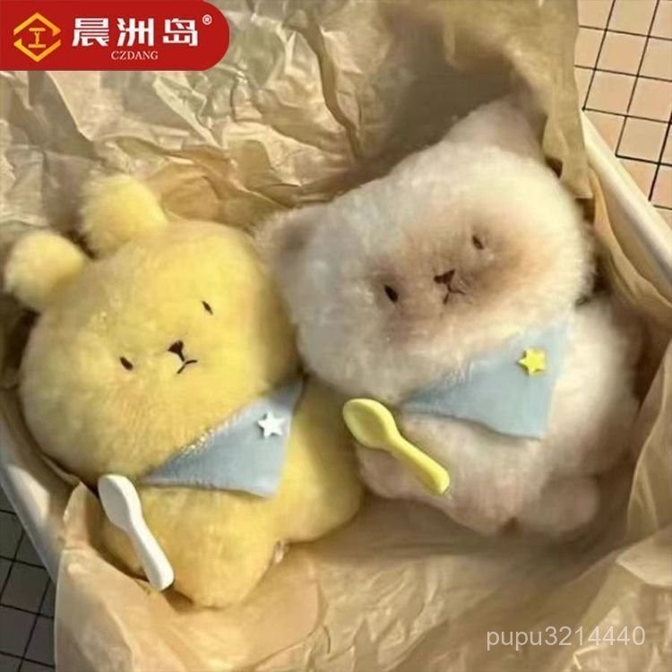 臺灣出貨晨洲島幹飯小貓玩偶貓貓小兔子掛件可愛毛茸茸小玩偶包包鑰匙掛件 可愛玩偶 爆火玩偶 網紅玩偶  鬨睡玩偶 生日禮物