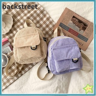 BACKSTREET迷你揹包婦女簡單燈芯絨旅行揹包