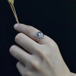 戒指 新款 復古 蓮花 女士 合金 指環 個性 精緻 文藝風 冷淡風 高階感 百搭 開口可調整 配飾