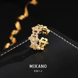 MIKANO 24H發貨 高版本開口戒指 18k金電鍍 鑲嵌鋯石幾何波浪款 歐美風通勤時尚百搭開口指環