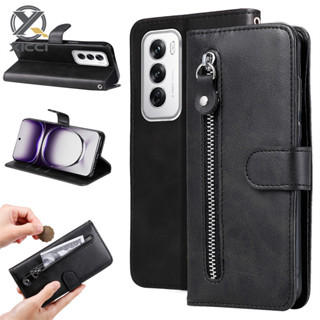 Xicci 適用於 OPPO Reno 12 5G/Reno 12Pro 5G/Reno 12F 5G 手機殼拉鍊錢包包