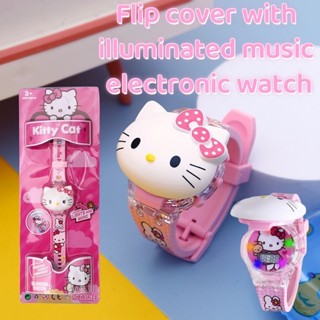 ULTRAMAN 兒童電子發光翻蓋hello Kitty手錶女孩冰雪奇緣艾爾莎公主寶寶玩具奧特曼零