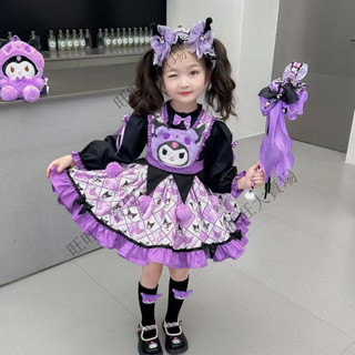 ❤️新款女寶寶長袖cos庫洛米公主套裝 萬聖節裝扮服飾洋裝 兒童酷kuromi連身裙禮服 小孩子蓬蓬衣服現貨