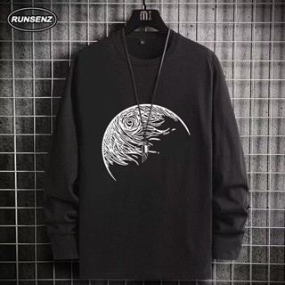 M-8XL 韓版時尚圓領長袖T恤男 秋季長t 大尺碼男裝 休閒寬鬆圓領上衣 男生內搭打底衫 胖子顯瘦 加大尺碼