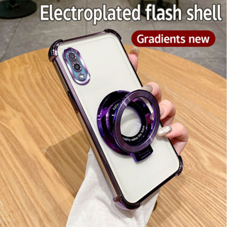 SAMSUNG 適用於三星 A02 手機殼的防震電鍍 TPU 支架保護套手機殼
