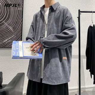 NANS 臺灣現貨 長袖襯衫 日系嘻哈襯衫男春秋季網紅超火上衣服痞帥潮流休閒燈芯絨襯衣外套