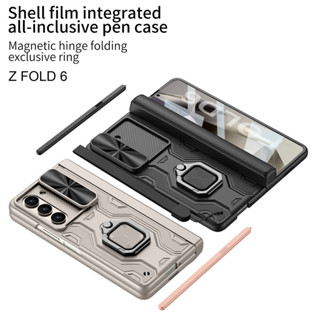 新款金剛磁吸筆盒 適用三星Z Fold 6 摺疊手機殼 Samsung Z FOLD 6 推窗鏡頭指環支架防摔保護套