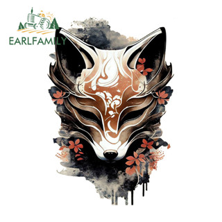 EARLFAMILY 13cm x 8.8cm Kitsune Fox 面具汽車貼紙個性大篷車擋風玻璃衝浪板防刮貼花防水