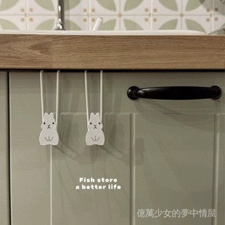 [情屋]小兔子櫃門掛鈎 櫥櫃門鐵製置物架 免打孔垃圾袋支架 廚房用品收納掛架 垃圾袋掛架