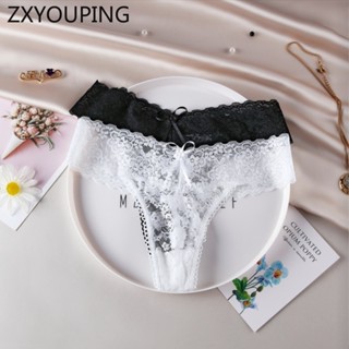 Zxyouping 女士性感蕾絲丁字褲低腰鏤空G弦女無縫透明T背內衣純色內衣內褲