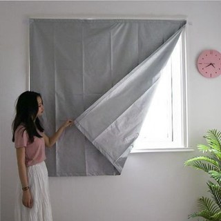 🌸臺灣熱賣🌸 免打孔窗簾成品 隔熱全遮光防曬 短簾 寢室出租屋 宿舍廚房 魔鬼氈窗簾