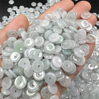 宏雲Hongyun-jf-(5pcs)- 緬甸翡翠A貨冰種玉扣手工材料編織手鍊平安扣隔片算盤珠隔珠散珠
