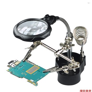Yot 3.5X 12X 桌面放大鏡 LED 燈幫手桌面放大鏡玻璃支架帶鱷魚夾可調節放大鏡用於幫手維修閱讀工藝品縫紉