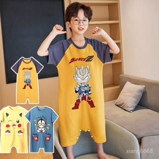 免運💖奧特曼兒童睡衣男童純棉夏季短袖大童小男孩防踢被睡袋 6YPH