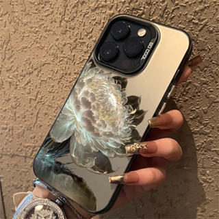 適用於 iPhone 13 12 Mini 11 Pro Max X XR Xs Max 硬質防震保護套的豪華蓮花啞光激