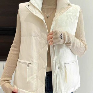胖胖美依 保暖外套 風衣 防風外套M-2XL棉服馬甲 新款坎肩立領加厚保暖背心外套-1782.