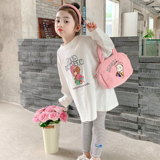 [秋季新品]女童上衣長袖正韓童裝女童長袖洋氣秋春季純棉兒童中長款打底女孩卡通寬鬆休閒上衣5