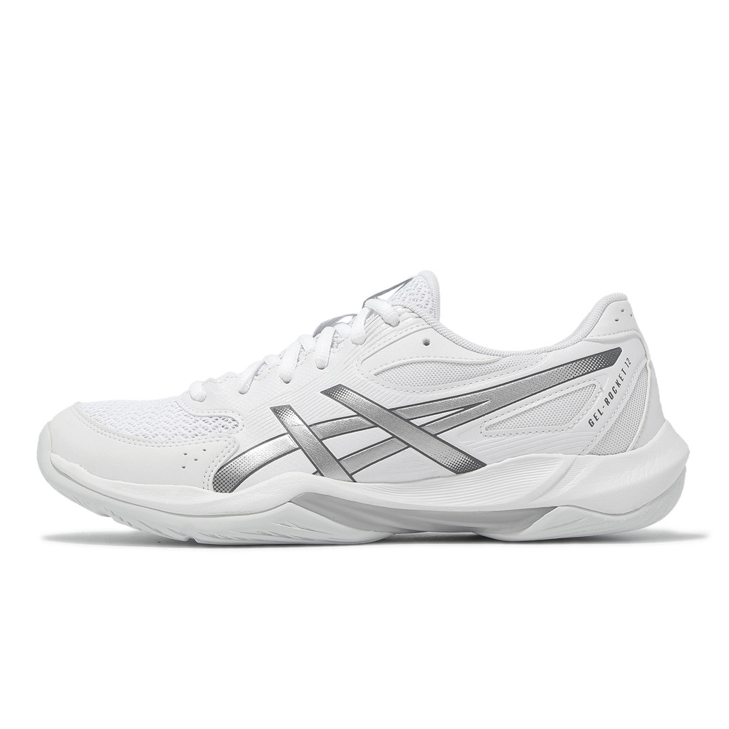 Asics 排球鞋 GEL-Rocket 12 女鞋 白 銀 羽排鞋 緩震 亞瑟士 [ACS] 1072A119101