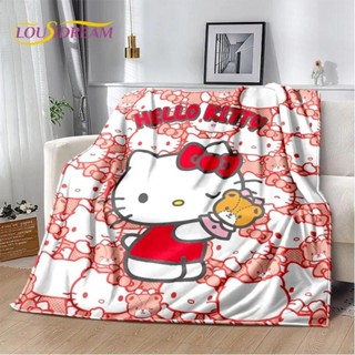 3d 可愛 Hello Kitty 卡通三麗鷗貓毛毯,法蘭絨柔軟毯子適合家庭臥室床沙發野餐辦公室兒童禮物女孩