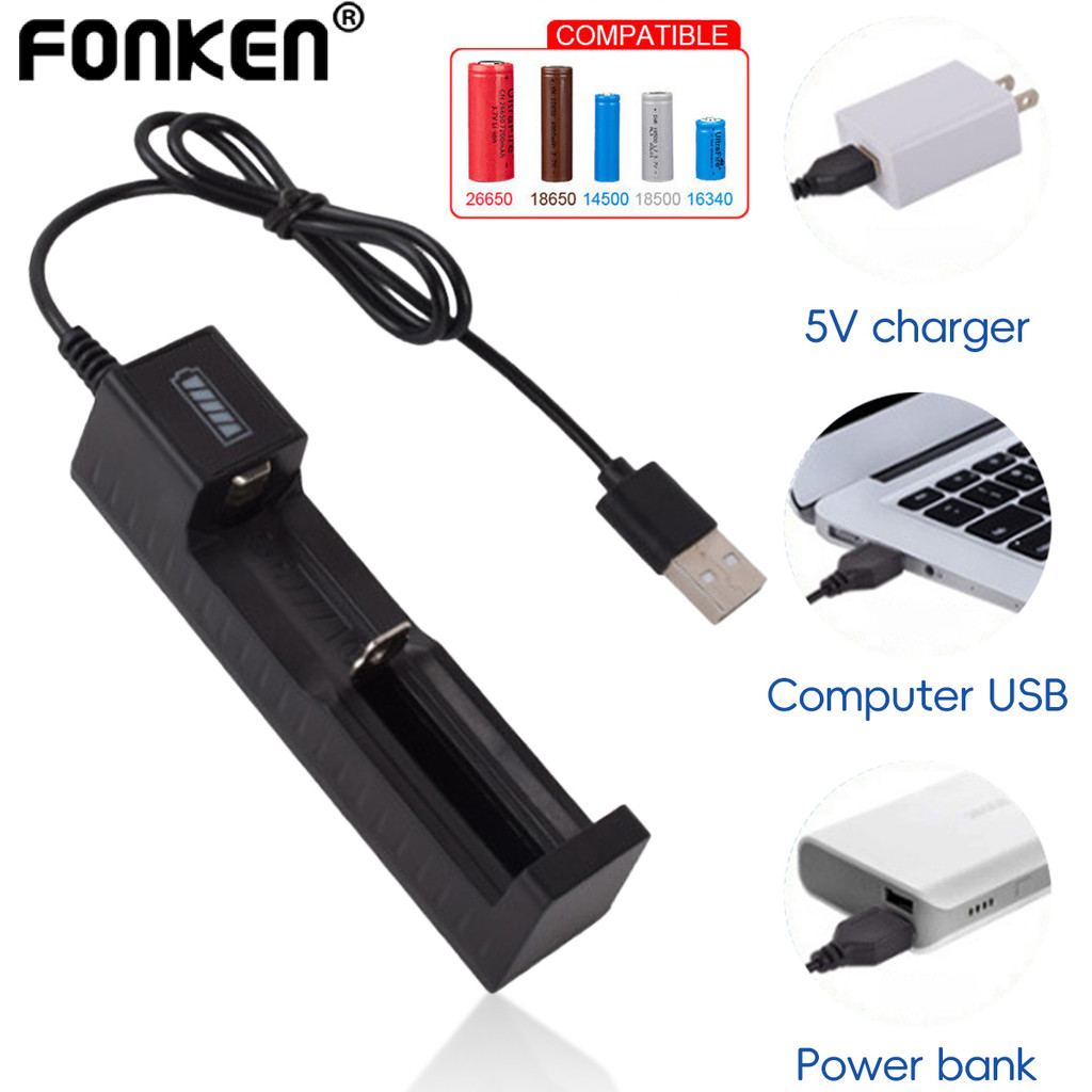 Fonken 電池充電器適配器鋰電池充電槽用於電池 10440 14500 16340 16650 14650