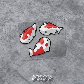 【臺灣出貨】三條可愛好運小錦鯉電動摩托汽車窗身行李箱包反光防水貼紙貼紙 趣味 可愛 車貼 汽車貼紙 裝飾 平面貼紙 背膠
