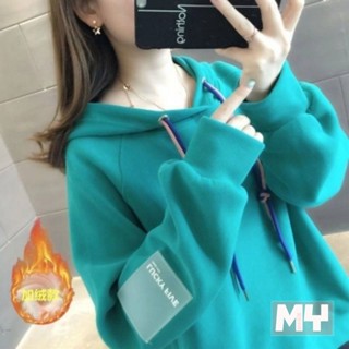 秋冬加絨加厚衛衣女韓版潮學生原宿bf風寬鬆連帽ins超火長袖外套 連帽帽t 寬鬆大學帽t 長袖帽t 秋冬連帽衛衣[MY]