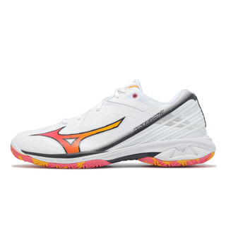 Mizuno 羽球鞋 Wave Claw 3 寬楦 男鞋 白 橘 緩衝 運動鞋 美津濃 [ACS] 71GA244335