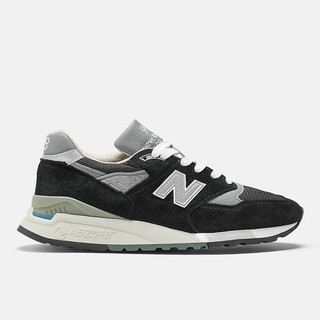 New Balance 男 休閒鞋 經典 復古 D楦 NB 998 美製 麂皮 舒適 百搭 穿搭 黑銀 [U998BL]