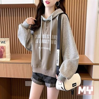 新款設計感寬鬆oversize韓版連帽衛衣女秋冬季薄款小個子上衣 連帽帽t 寬鬆大學帽t 長袖帽t 秋冬連帽衛衣[MY]