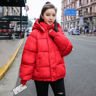 愛依依 風衣外套 防風外套 風衣棉衣外套 保暖 麵包服 S-2XL新款棉服女短款加厚學生麵包服棉衣寬鬆外套-1210.