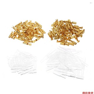 Yot 200 PCS 電線端子套件子彈頭連接器套裝包括用於汽車卡車摩托車的 4.0 毫米黃銅公母子彈頭端子絕緣套管