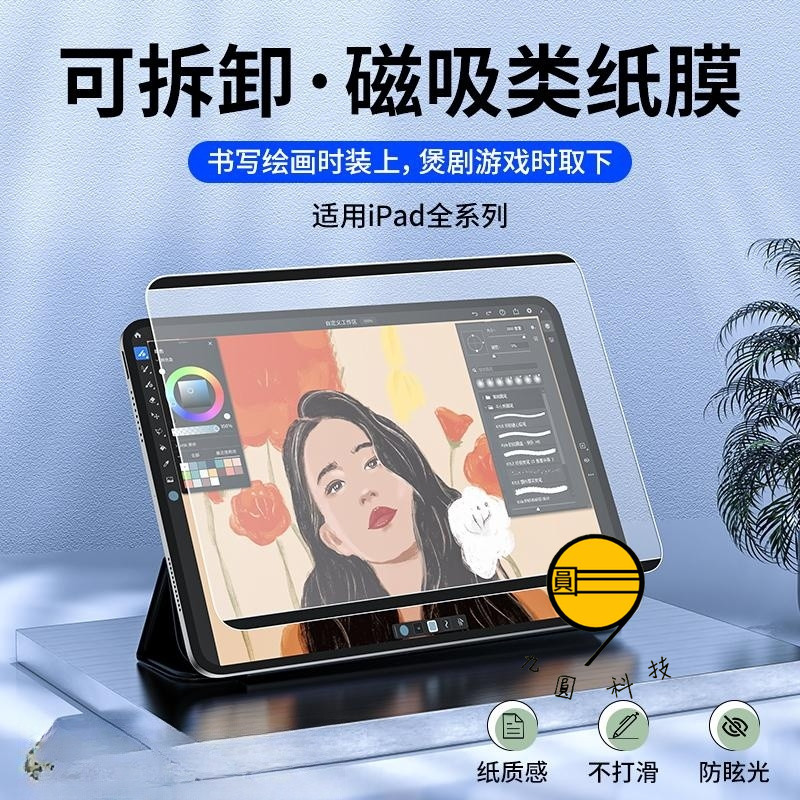 2026 iPad 類紙膜 磁吸式 保護貼 適用 Air M4 11吋 pro M5 12代 11 10 9 mini7