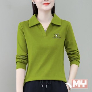 高品質t恤女長袖春秋季新款大碼修身顯瘦上衣時尚百搭POLO衫體恤 寬鬆T恤 顯瘦長袖T恤 秋冬長袖T恤【MY】
