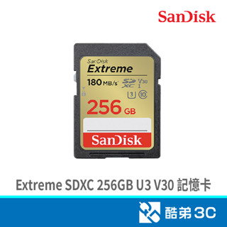 SANDISK Extreme SDXC 256GB U3 V30 記憶卡(公司貨) (讀/寫速度: 180 酷弟3C