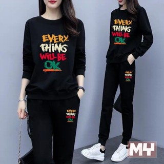單件/套裝韓版顯瘦休閒運動套裝女春秋新款時尚寬鬆衛衣兩件套裝 運動服套裝 休閒套裝 時尚套裝 秋季運動套裝【MY】