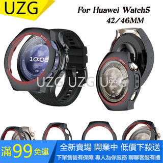 適用於華為手錶 5 42/46 毫米硬 PC 外殼玻璃保險槓外殼全覆蓋空間探索螢幕保護膜智能手錶配件