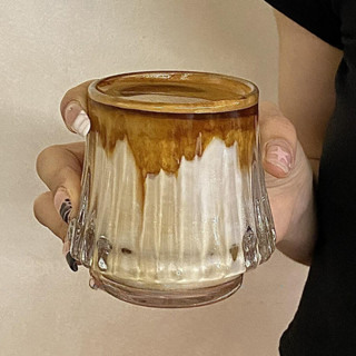 RUVAN居家生活 創意美式濃縮咖啡杯澳白拉花拿鐵髒髒杯豎紋家用簡約水杯玻璃酒杯