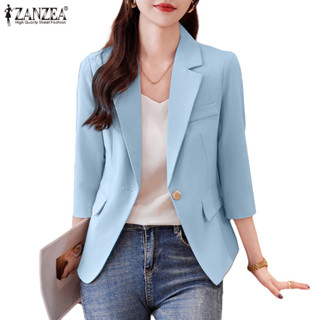 Zanzea 女式韓版露臍設計時尚休閒純色西裝外套